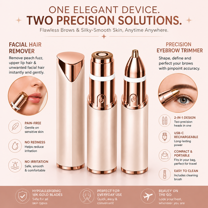 GlowAura GlowTrim 2-in-1 Eyebrow and Facial Hair Trimmer