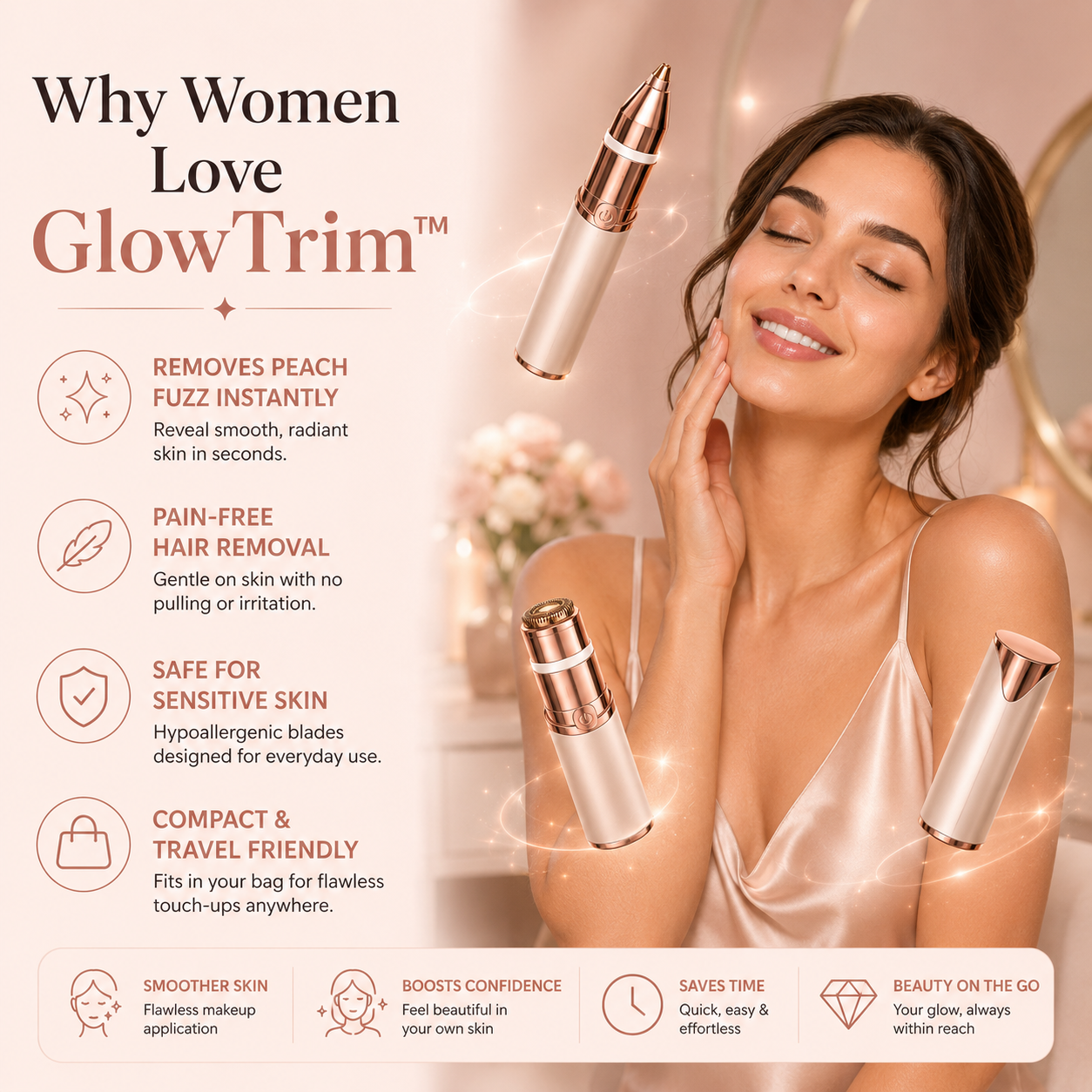 GlowAura GlowTrim 2-in-1 Eyebrow and Facial Hair Trimmer