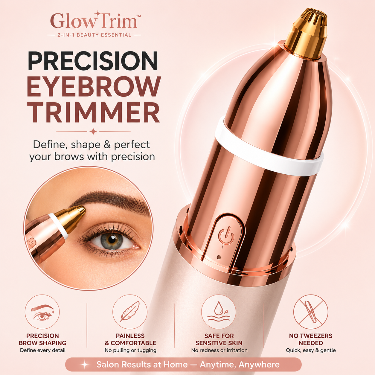GlowAura GlowTrim 2-in-1 Eyebrow and Facial Hair Trimmer